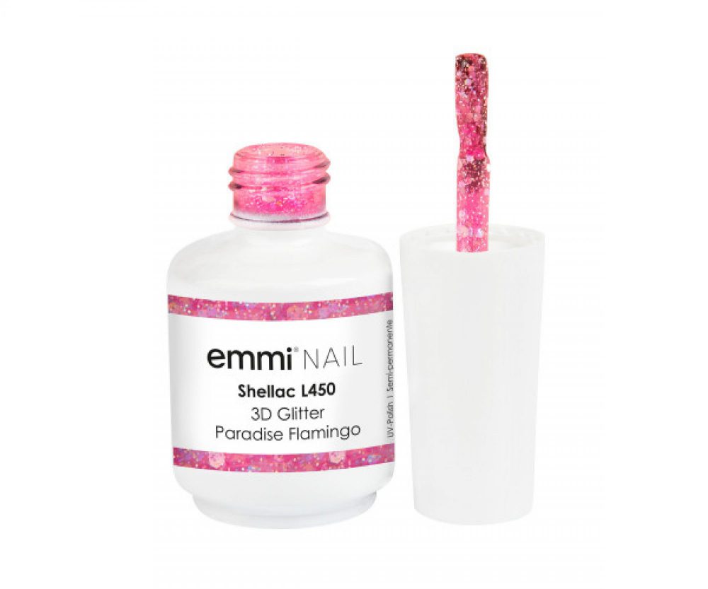 Emmi Shellac UV/LED-Lack 3D Glitter Paradise Flamingo -L450-