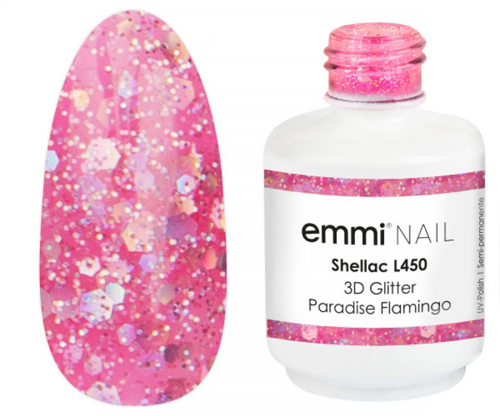 Emmi Shellac UV/LED-Lack 3D Glitter Paradise Flamingo -L450-