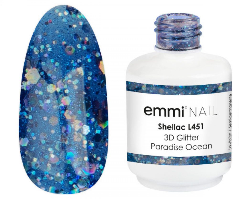 Emmi Shellac UV/LED-Lack 3D Glitter Paradise Ocean -L451-