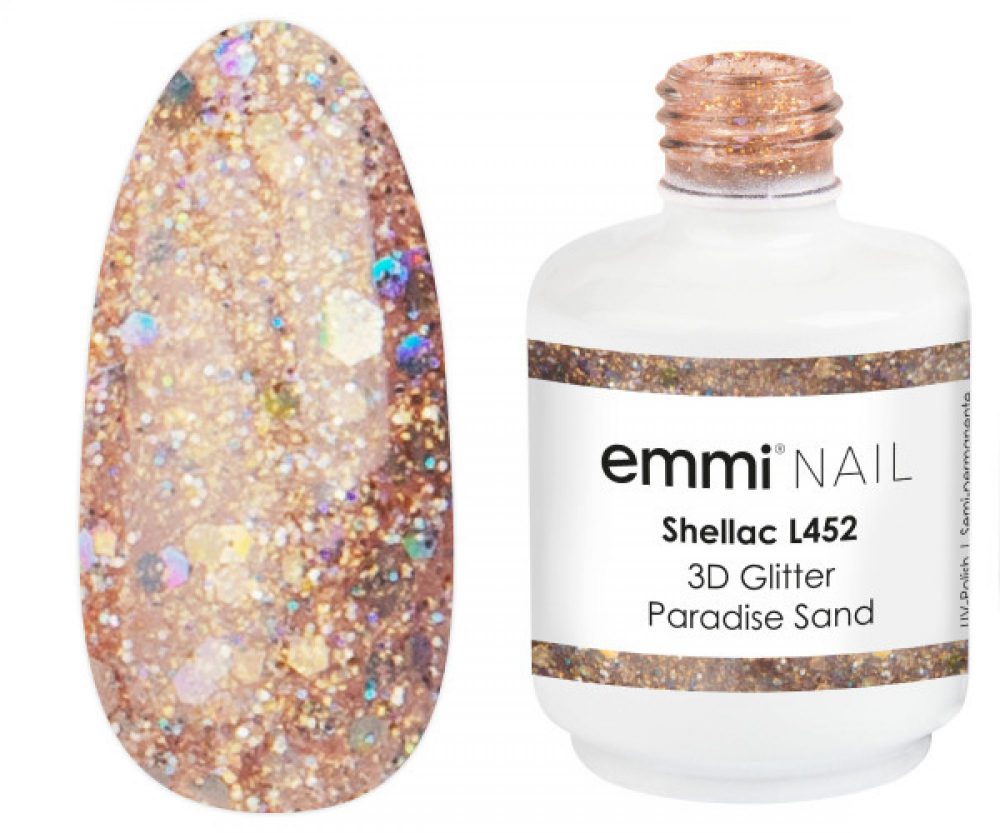 Emmi Shellac UV/LED-Lack 3D Glitter Paradise Sand -L452-